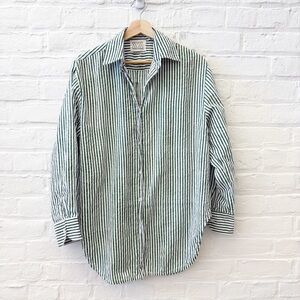 Tuckernuck || SZ Blockprints Striped Button Down Tunic Green XS